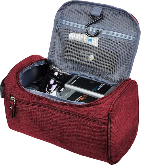 Vercord Mens Toiletry Bag, Small Shaving Dop Kit for Travel, Frosted Burgundy Hygiene Bag