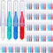 BBTO 100 Pcs Dental Brush Flosser for Braces, Interdental Brush Toothpick, Oral Dental Cleaners (Red, Blue, White,