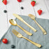 FOCUSLINE 75 Pack Gold Plastic Silverware Set - 25 Forks, 25 Knives, 25 Spoons - Heavy Duty Disposable Cutlery