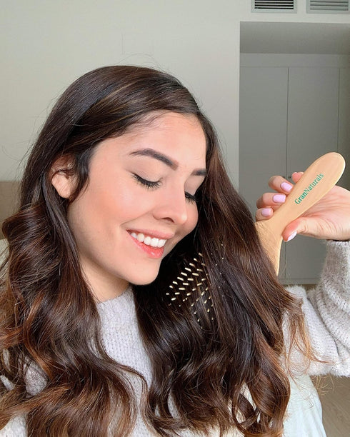 Wooden Bristle Paddle Hair Brush - 10.25" Length, 3.5" Width - Eco Friendly Wood Handle
