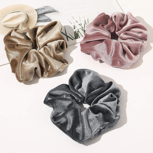 Velvet Scrunchies Hairbands Bulk Pack - Jumbo Large Hair Ties for Thick Curly Hair, No Crease Soft Elastic Accessories