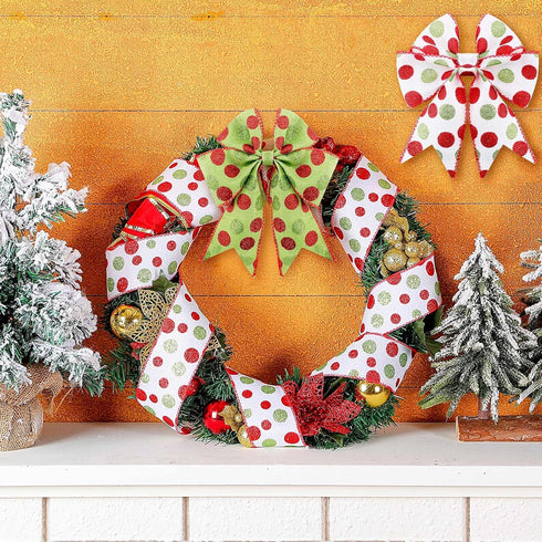 Yinder 2 Rolls 20 Yards Christmas Ribbon, Red and Green Glitter Ribbon, 2.5 Inch for Wreaths, Present Box Wrapping
