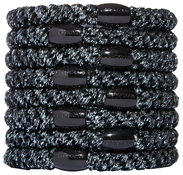 L. Erickson Grab & Go Ponytail Holders, Hair Ties for Thick Hair, 8 Pack, Metallic Graphite Grey, No-Crease Bands with