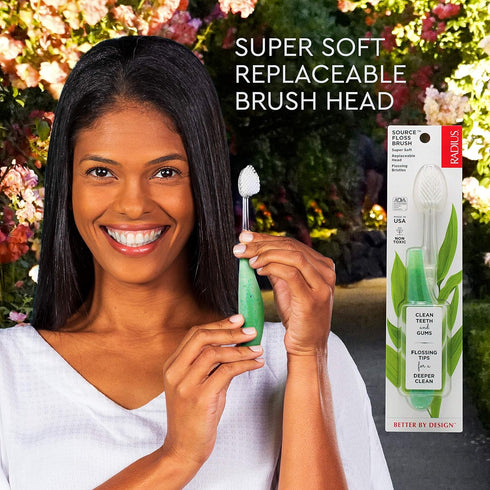 Pack 3 RADIUS Toothbrush Source Floss Brush BPA Free & ADA Accepted Improve Gum Health & Reduce Gum Issues - Super Soft