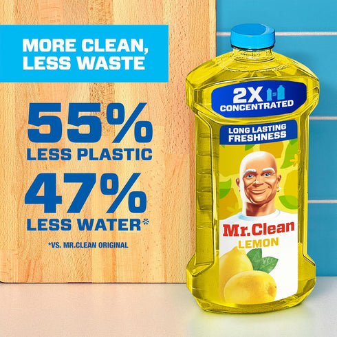 Mr. Clean 2X Concentrated Multi Surface Cleaner, Lemon Scent, All Purpose Cleaner, 41 fl oz