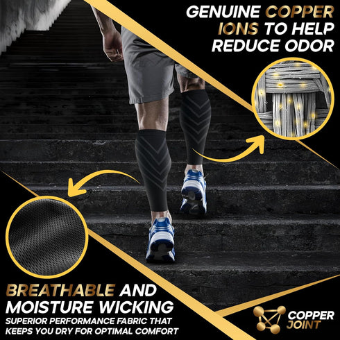 Calf Compression Sleeve - Leg Compression Sleeves for Shin Splints & Varicose Veins, 20-30mmHg - XL for Women & Men