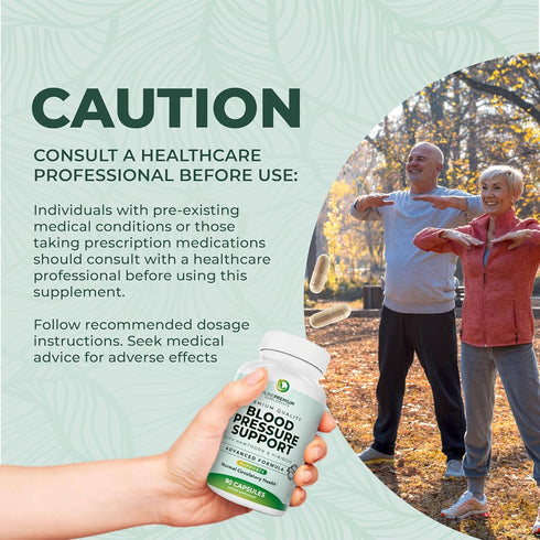 PurePremium Blood Pressure Supplements - Nitric Oxide Support with Hawthorn Berry, Hibiscus, Garlic & Vitamin B12 - 90ct