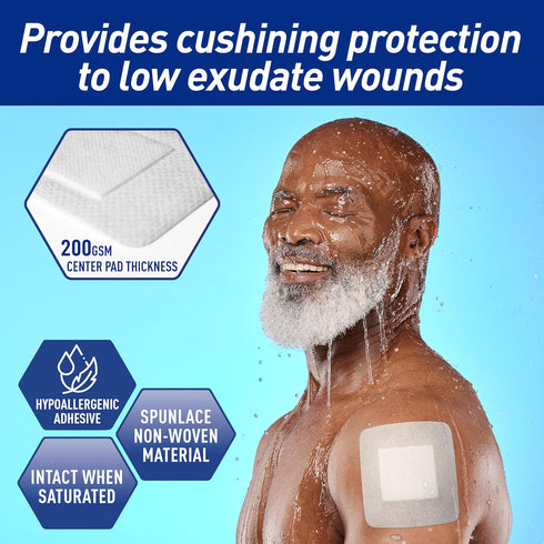 MED Pride Bordered Gauze-Island Dressing 4'' x 4'' | 25 Individually Packed Pouches, Sterile & Highly Absorbent