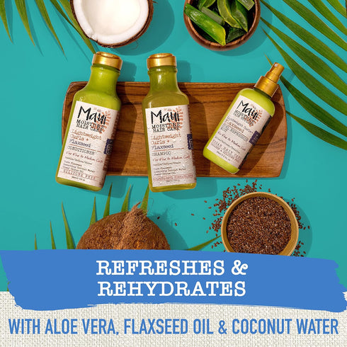 Maui Moisture Lightweight Curls + Flaxseed Shampoo, Paraben Free, Silicone Free, 13 Fl Oz, Green