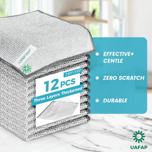 UAFAP 12 7.87 7.87 PCS Non Scratch Wire Dishcloth, Cleans Fast Without Scratching, Stands Up to Stuck-on Grime