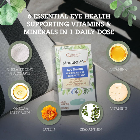 Quantum Health Macula 30+ Eye Health Supplement, 60 Softgels, Promotes Macular and Retinal Health