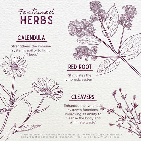 Immune 2oz WishGarden Herbs Lymph Mover - Organic Lymphatic Drainage Drops with Echinacea, Cleavers & Red Root