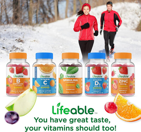 Lifeable Immune Support Gummies - 90 Gummies - with Elderberry, Vitamin C and Zinc - Natural Flavor