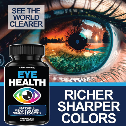 Eye Health & Vision Vitamins Supplement, 60 Capsules for Eye Strain and Vision Health, Supports Ocular and Macular
