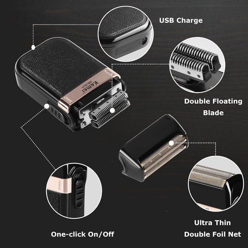 KEMEI Waterproof Foil Shaver for Men, Cordless Electric Rechargeable Razor, Washable Grooming Trimmer Razor