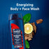 Suave Men Moisturizing Body & Face Wash, Energizing Sport with Bergamot & Wood Scent, 18 Oz Pack of 6, No Parabens