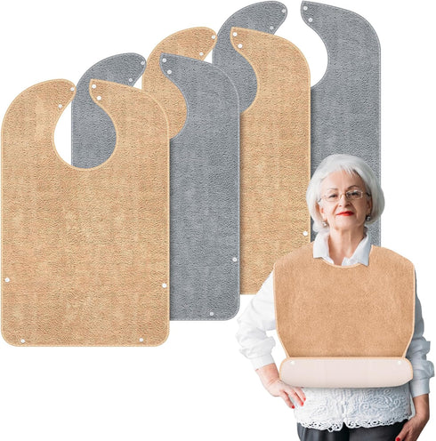 Lunluarai Adult Bibs for Men and Women, Reusable Terry Bibs for Elderly Senior,