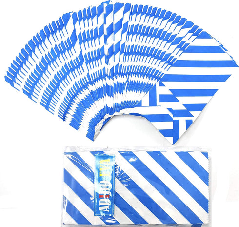 Blue Striped Mini Paper Bags, 50 CT Party Favor Bags for Kids Birthday Supplies (3.5×2.3×7 in)