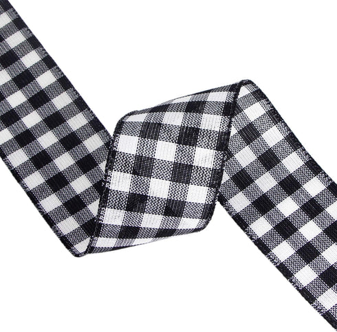 Ribbli Black and White Wired Ribbon, Buffalo Plaid Ribbon 2-1/2 Inch x Continuous 10 Yard,Burlap Ribbon for Big Bow,Wreath,Tree Decoration,Outdoor decoration by Ribbli