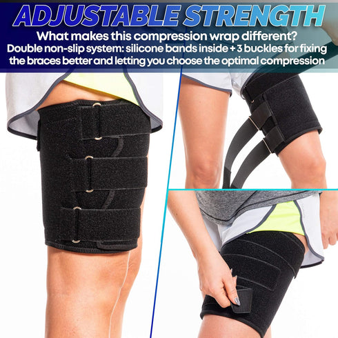 Hamstring Compression Sleeve Recovery Support, Non-Slip Groin Wrap for Adductor, Quad Strain, Thigh Brace