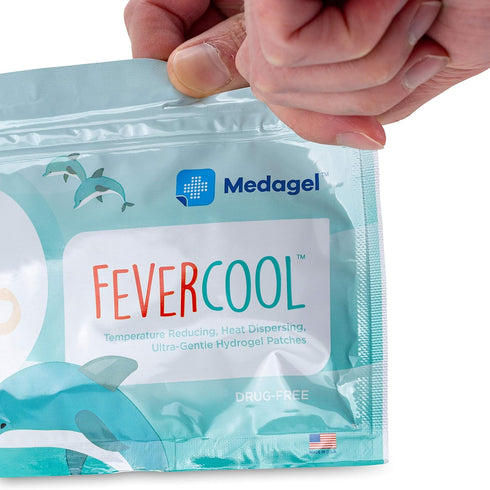 FeverCool Patches, Cooling Patches for Fever, Migraine & Headache Relief, Made in The USA, 1 Pack (4 x Patch)