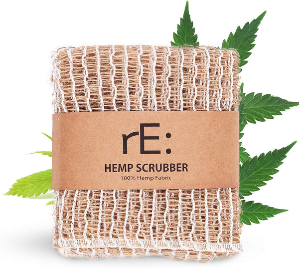 rE: Hemp Scrubber for Dishes and Bath, Eco-Friendly, 100% Hemp Fiber, Biodegradable, Plastic Free, Zero Waste (3Pk).