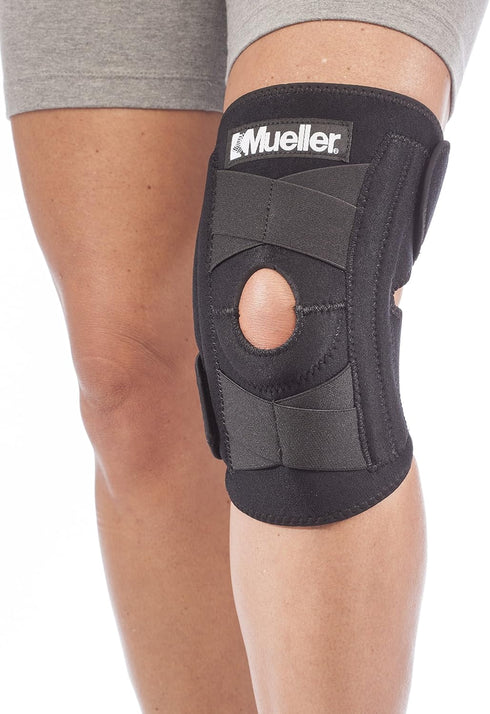 MUELLER Knee Stabilizer - Self Adjusting Support for Pain Relief, Ideal for Arthritis & Sprains, One Size, Black