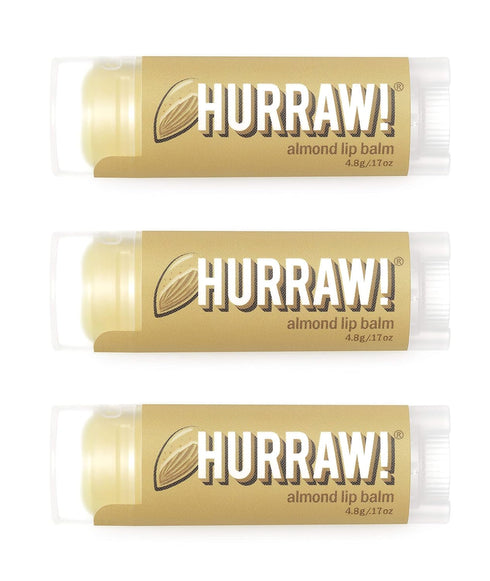 Hurraw! Almond Lip Balm, 3 Pack: Organic, Vegan, Gluten Free, Cruelty Free, Non-GMO, Natural Ingredients, USA