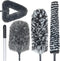 Feather Duster Kit with 5.6ft Extension Pole, 4 Washable Microfiber Dusting Brushes for Home Wall Ceiling Fan Cobweb