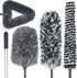 Feather Duster Kit with 5.6ft Extension Pole, 4 Washable Microfiber Dusting Brushes for Home Wall Ceiling Fan Cobweb