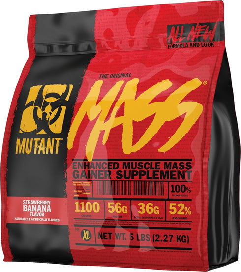 Mutant Mass Weight Mass Gainer Protein Powder - High Calorie Strawberry Banana, 5 Pound
