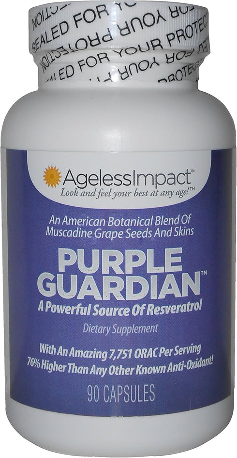 Purple Guardian Resveratrol with ORAC Blend, Veggie Caps, 700mg, 90-Count of Pulverized Muscadine Grape