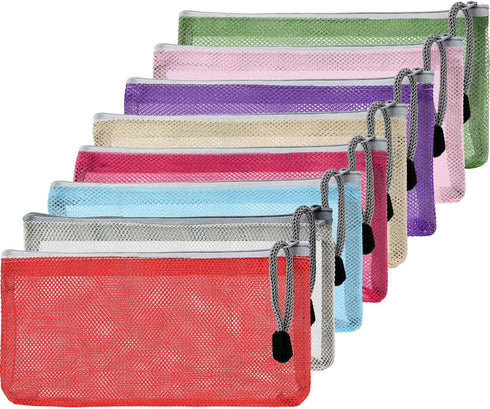 Shappy 8 Pieces Mesh Makeup Bag, Zipper Carry Bag Organizer for Toiletry and Cosmetics, 8 Colors