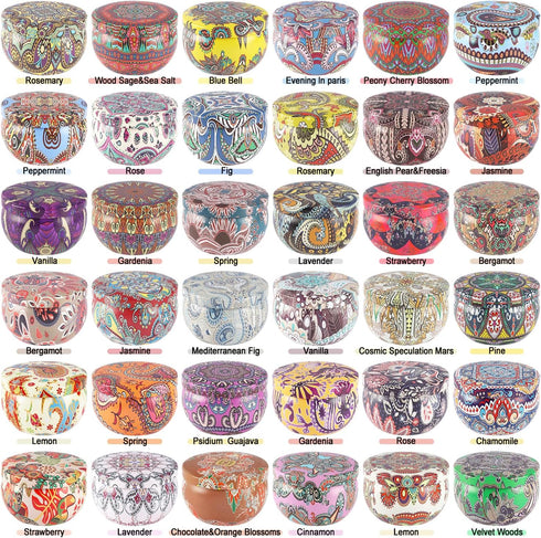 Wfmolcand Set 36, 2.5 oz Scented Candles Gifts of Soy Wax Aromatherapy Travel Tin Jar Candles
