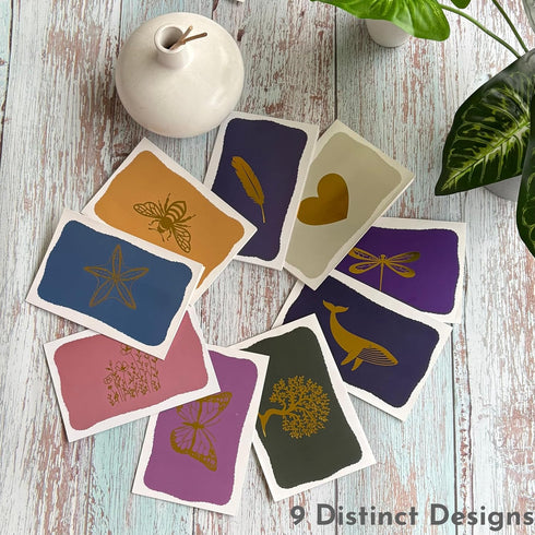 SETTINI Cards,18 Pack 9 6" 4" Blank Note All Occasion Assorted Greeting Cards, Gold Foil Designs with Stickers