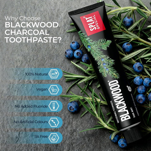 Splat 75 ml Blackwood Natural Whitening Toothpaste Charcoal-Enriched for Deep Cleaning, Fresh Breath and Stain Removal