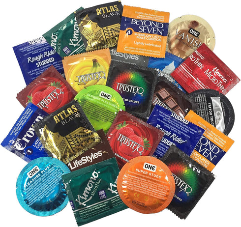 Lunamax Condom Sampler Variety Pack Random Assortment of Premium Latex Condoms from Top