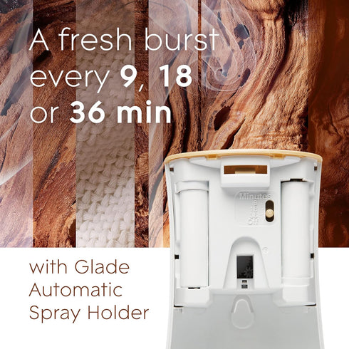 Glade Automatic Spray Refill and Holder Kit, Air Freshener for Home and Bathroom, Cashmere Woods, 2 Count (6.2 Oz)