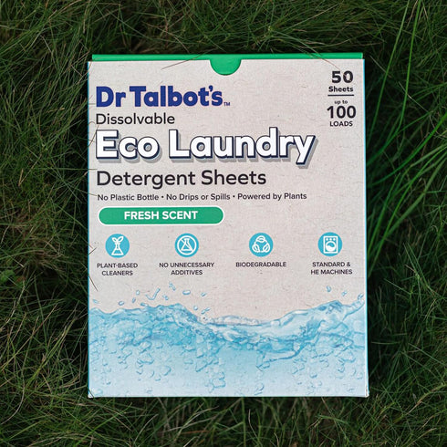 Talbot's 50 100 Dr. Eco Laundry Detergent Sheets Fresh Scent, Plant-Based, Biodegradable, No Harsh Additives