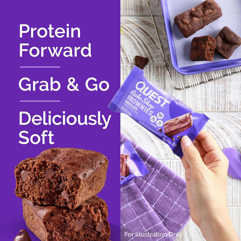 Quest Bake Shop Chocolate Brownies - 10g Protein, 2g Net Carbs, 1g Sugar - 10 Count