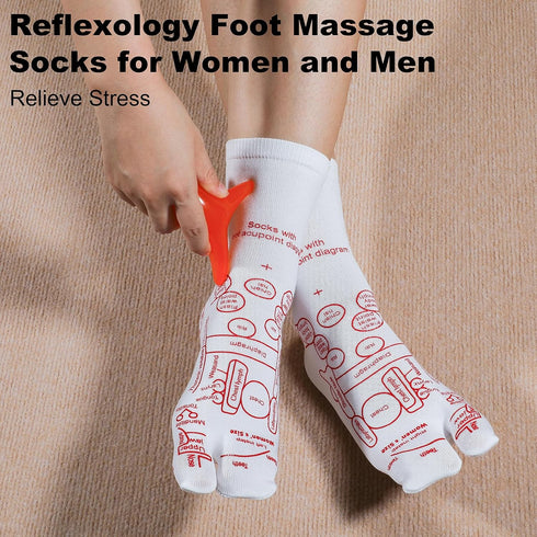 Set 5 Reflexology Socks with Beginner Acupoint Massage Tools of - Foot Pain Relief Remedy for Foot Massage Rod