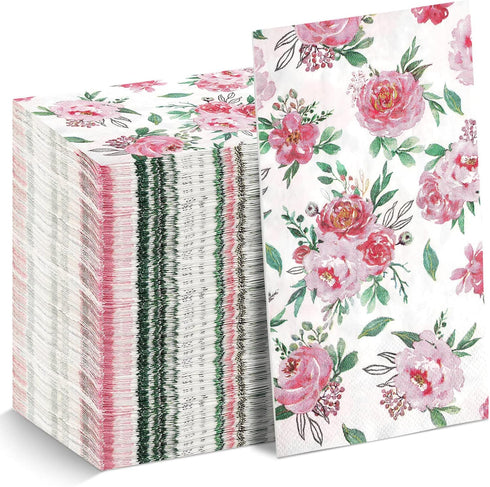Floral Napkins Disposable Flower Guest Hand Towels Decorative Paper Towels for Bathroom