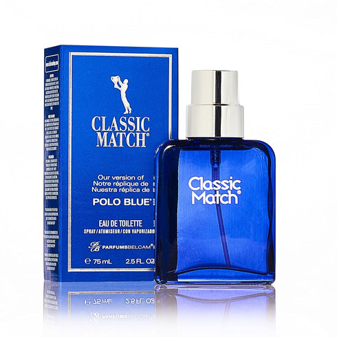 PB ParfumsBelcam Blue Classic Match - Signature Designer Eau de Toilette Spray for Men, 75 mL