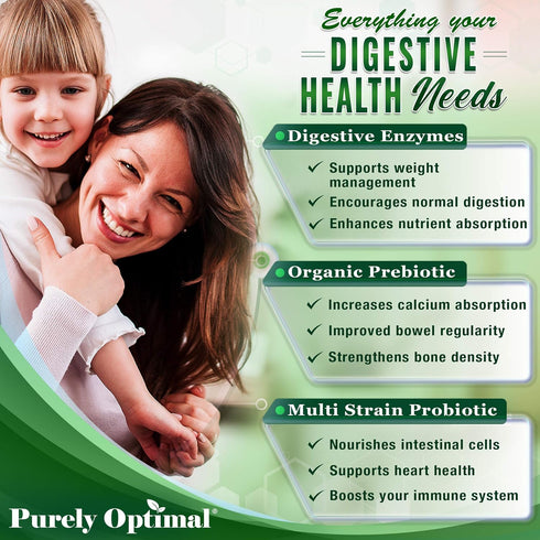 Purely Optimal Digestive Enzyme Supplement, Comprehensive Gut Health Support with 12 Enzymes, 180 Capsules