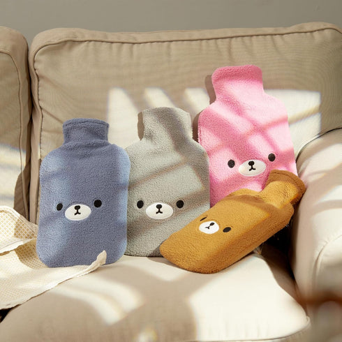 samply Hot Water Bottle with Cute Fleece Cover, Hot Water Bag for Hot and Cold Compress, Hand Feet Warmer, Neck