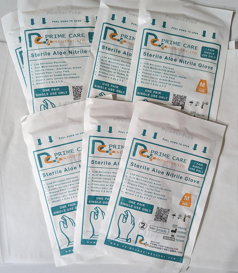 Prime Care 25 Sterile Aloe Nitrile (Box pairs)