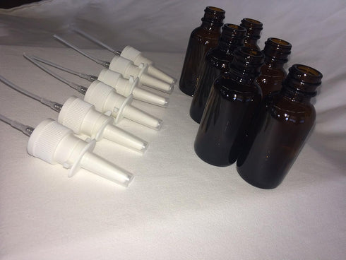 Snoot! 6-Pack 1 oz Nasal Spray Bottle Mist Sprayer, Refillable Amber Glass Atomizer
