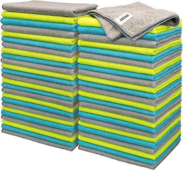 FIXSMITH Microfiber Cleaning Cloth, Pack of 50, Multi-Functional Towels, Lint-Free, Streak-Free for Home & Office