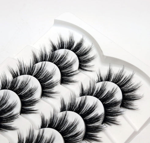 Veleasha False Eyelashes - 7 Pairs Wispy Faux Mink Lashes, Fluffy Handmade Fake Eyelashes for Natural Look
