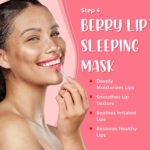 6-in-1 Lip Care Kit with Lip Sleeping Mask, Silicone Brush, Sugar Scrub, Sheet Mask for Luscious, Soft Lips